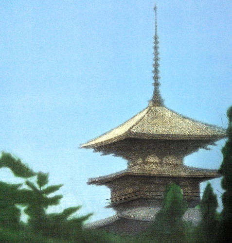 平山郁夫 薬師寺の月夜（大和の古寺） 絵画（銅版画）作品